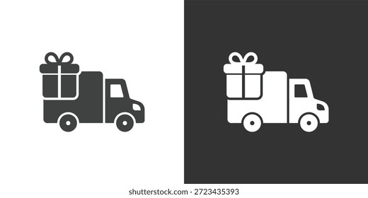 Gift Delivery-Symbol. Symbol für durchgezogene Glyphenserie