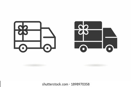 Gift delivery icon. Vector illustration isolated on white.