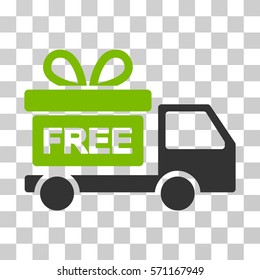 Gift Delivery icon. Vector illustration style is flat iconic bicolor symbol, eco green and gray colors, transparent background. Designed for web and software interfaces.
