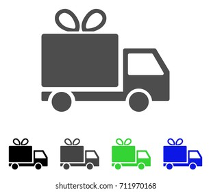 Gift Delivery icon. Vector illustration style is a flat iconic gift delivery symbol with black, grey, green, blue color variants. Designed for web and software interfaces.