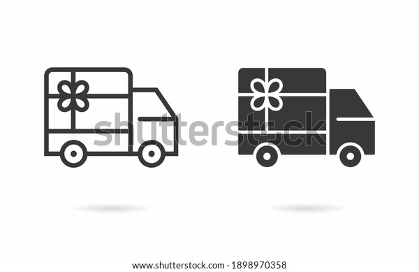 Gift delivery icon. Vector illustration isolated\
on white.