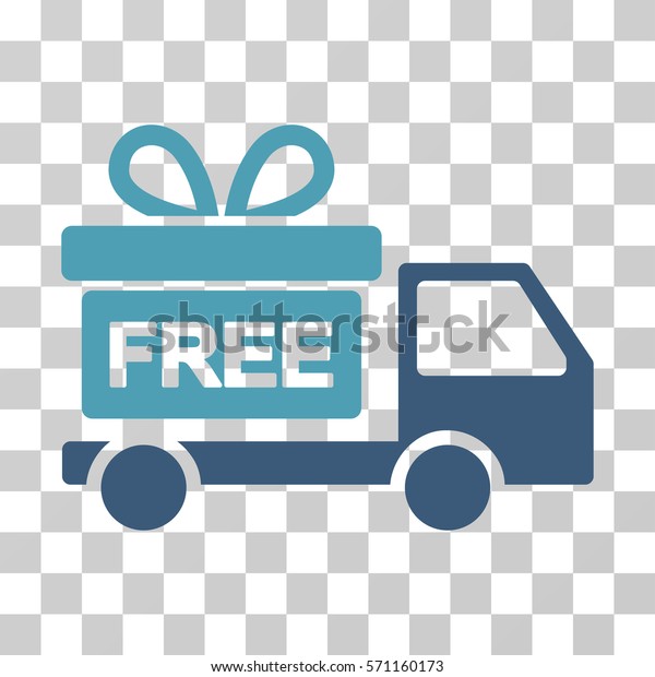 Gift Delivery icon. Vector\
illustration style is flat iconic bicolor symbol, cyan and blue\
colors, transparent background. Designed for web and software\
interfaces.