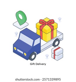 Gift Delivery isometric Colored illustration. EPS File stock illustration
