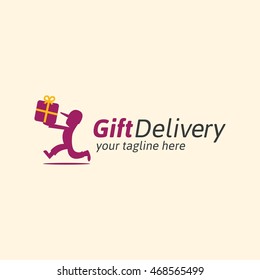 Gift Delivery Logo Design Template. Vector Illustration