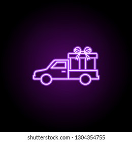 gift delivery outline icon. Elements of Cargo logistic in neon style icons. Simple icon for websites, web design, mobile app, info graphics