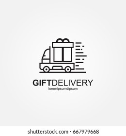 Gift Delivery Truck Logo Template . Fast Delivery Truck