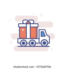 Gift Delivery vector filled outline icon style illustration. EPS 10 File