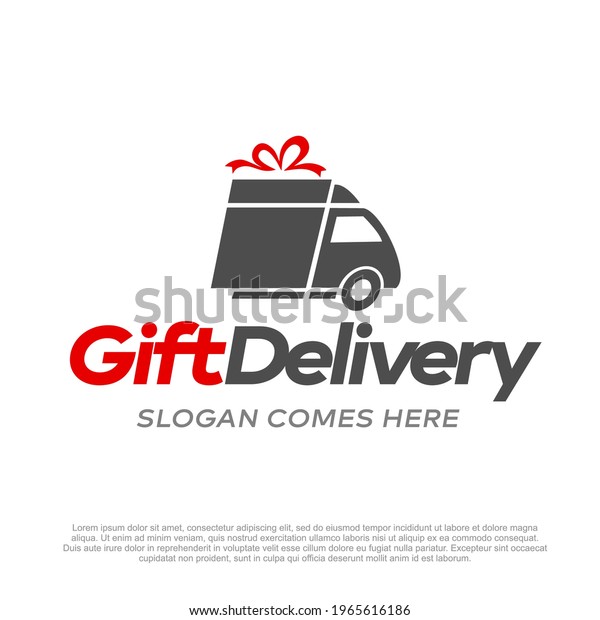 gift\
delivery vector logo template, or gift van logo illustration. gift\
delivery shop logo. Gift shop logo design template.\
