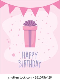 gift design, Happy birthday card celebration decoration surprise party anniversay and invitation theme Vector illustration