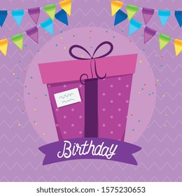 Gift design, happy birthday celebration decoration party festive and surprise theme Vector illustration