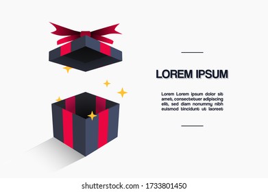 
Diseño de regalo con sombra y brillo sobre fondo blanco
