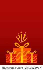 
Geschenkdesign in verschiedenen Farben, es gibt Orange, Rot, Gelb, mit einem maronen Hintergrund