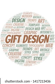 Gift Design word cloud. Wordcloud made with text only.