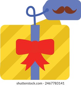 Gift for Difficult Dad Concept, Surprise box with mustachio Vector Icon Design, Happy Fathers Day Symbol, Dads Gift Elements Sign, Parents Day Stock illustration