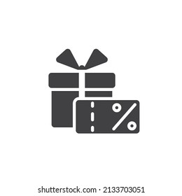 Gift and discount vector icon. filled flat sign for mobile concept and web design. Present box sale glyph icon. Symbol, logo illustration. Vector graphics