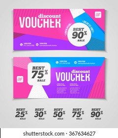 Gift or discount voucher template with colorful modern design, special  offer or certificate coupon. Geometric design. Best sale 