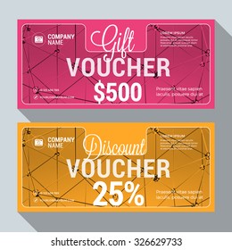 Gift and Discount Voucher Vector Design Print Template. Vector Illustration