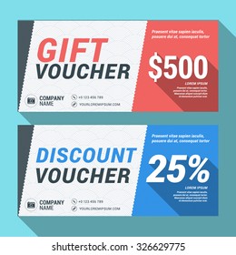 Gift and Discount Voucher Vector Design Print Template. Vector Illustration
