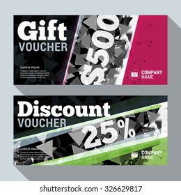 Gift and Discount Voucher Vector Design Print Template. Vector Illustration