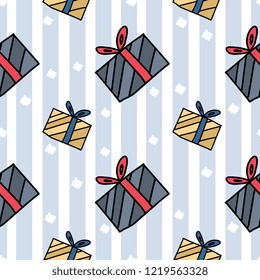 Gift doodle hand drawn seamless pattern vector illustration