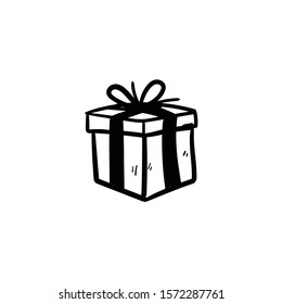 gift doodle icon vector hand drawing 