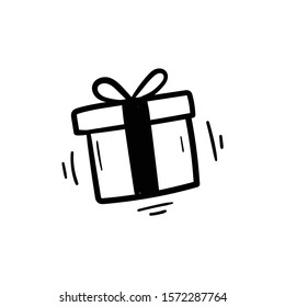 gift doodle icon vector hand drawing 