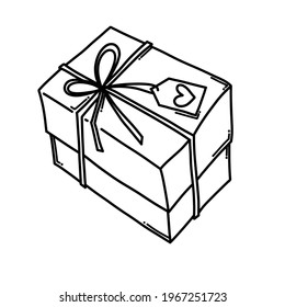 Gift Doodle vector icon. Drawing sketch illustration hand drawn cartoon line.