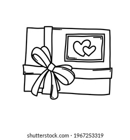 Gift Doodle vector icon. Drawing sketch illustration hand drawn cartoon line.