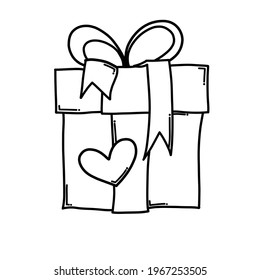 Gift Doodle vector icon. Drawing sketch illustration hand drawn cartoon line.