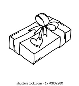 Gift Doodle vector icon. Drawing sketch illustration hand drawn cartoon line.