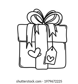 Gift Doodle Vektorsymbol. Zeichnen Skizze Illustration handgezeichnet Cartoon Linie.