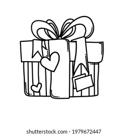 Gift Doodle vector icon. Drawing sketch illustration hand drawn cartoon line.