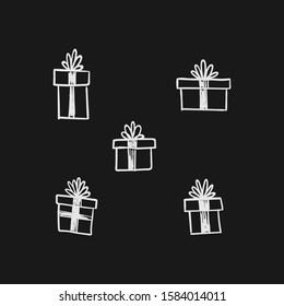 Gift doodles collection, hand drawn christmas presents. 
