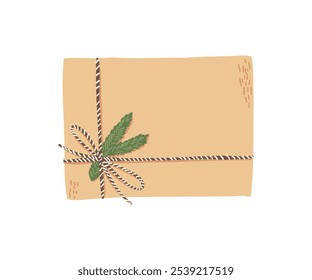 The gift is drawn in a flat style. Christmas, holidays, gifts. Hand drawn vector illustration.