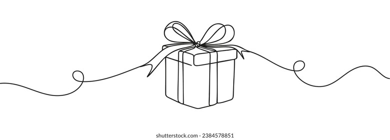 gift drawn with one line isolated. Vector illustration