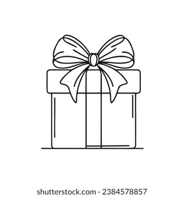 regalo dibujado con una línea aislada. Ilustración del vector