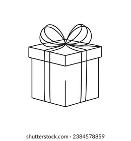 regalo dibujado con una línea aislada. Ilustración del vector