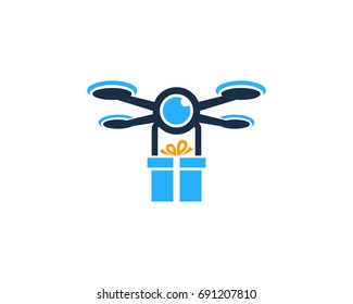 Gift Drone Icon Logo Design Element