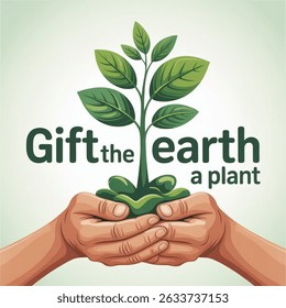 Gift the earth a plant on World Environment Day isolated on white background . EPS available.
