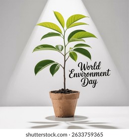 Gift the earth a plant on World Environment Day isolated on white background . EPS available.