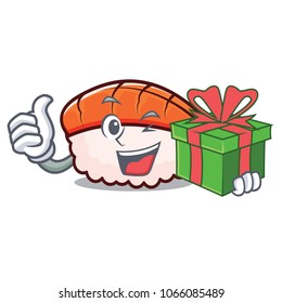 With gift ebi sushi mascot cartoon