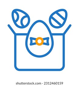 Icono de huevo de regalo duocolor naranja azul de la ilusión de la pascua elemento vector y símbolo perfecto.