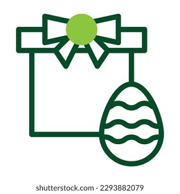 gift egg icon duotone green colour easter illustration vector element and symbol perfect. Icon sign from modern collection for web.
