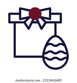 Gift egg icon duotone maroon navy colour easter illustration vector element and symbol perfect.