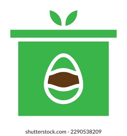 gift egg icon solid green brown colour easter illustration vector element and symbol perfect. Icon sign from modern collection for web.
