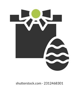 Gift egg icon solid green grey colour easter illustration vector element and symbol perfect.
