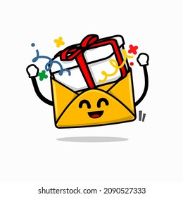 gift email information concept. isolated cute mail cartoon face vector illustration