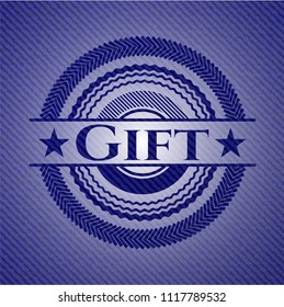 Gift emblem with denim texture