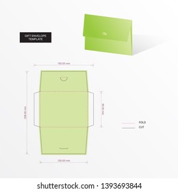 Gift envelope for eid mubarak present with blueprint template