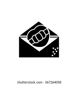 Gift envelope with heart. Valentine's day vector illustration